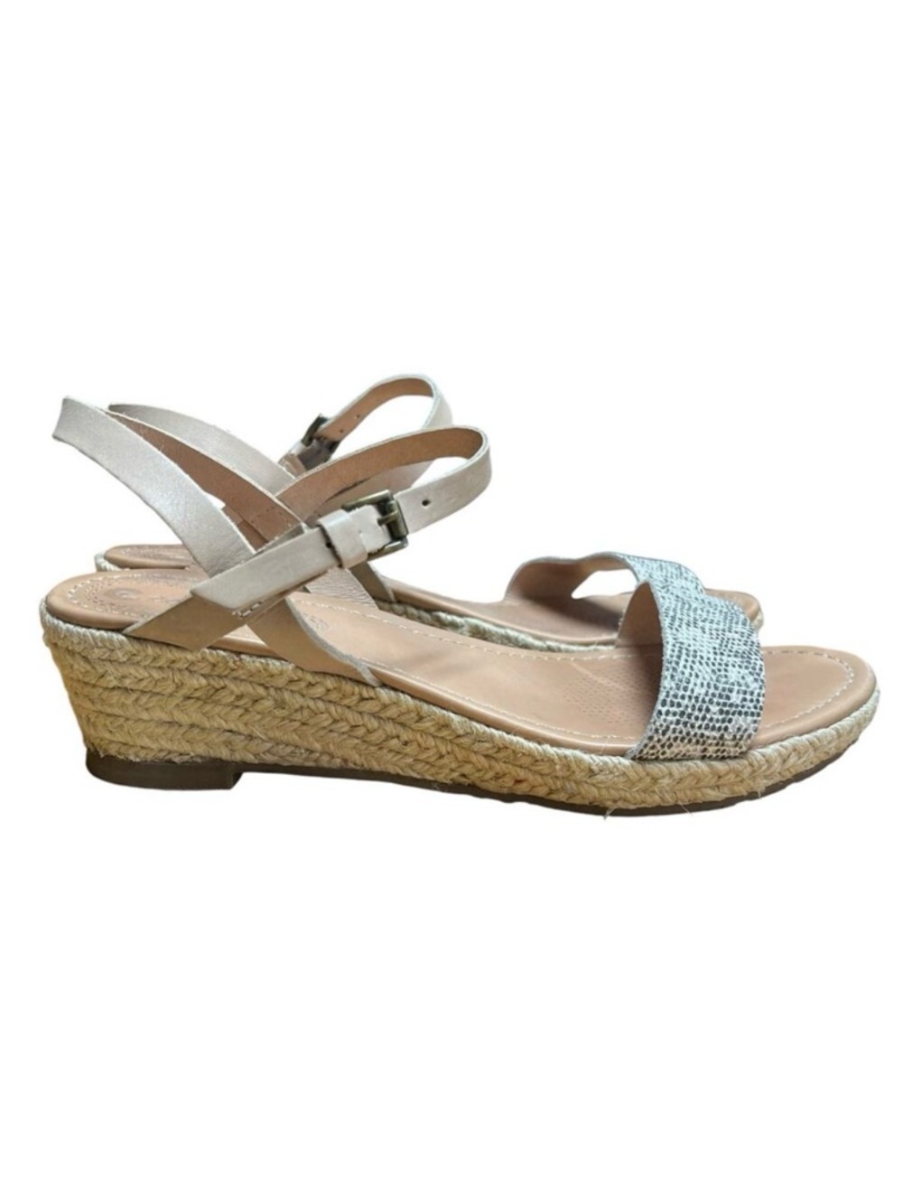Corso Como Women's Cape Wedge Size 8 Sandal Leather Ankle Strap Espadrille